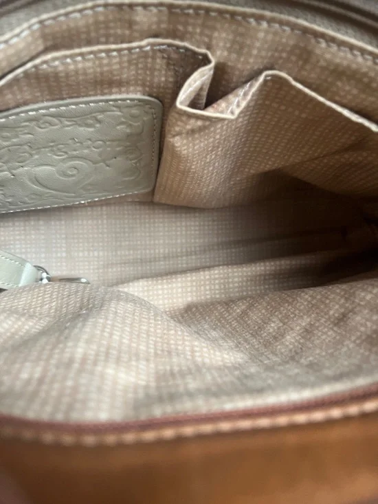 Brighton Eva Woven Straw Tote Shoulder Crossbody Bag with Brown Leather Trim - Picture 9 of 16